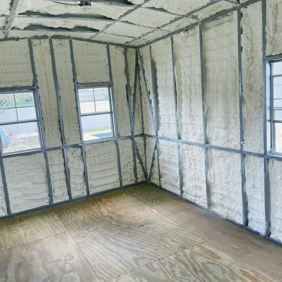 Closed-cell spray foam insulation applied to wall cavities in a residential project in Port Jervis